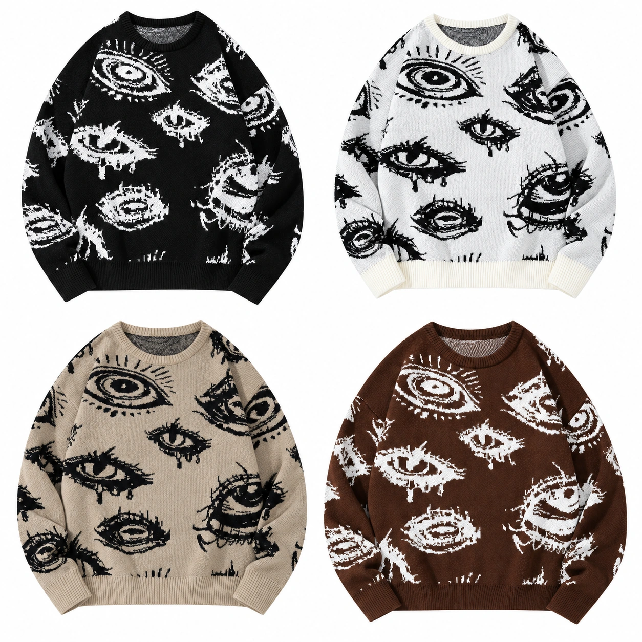 4pack neutral set eye pattern knit pullover option