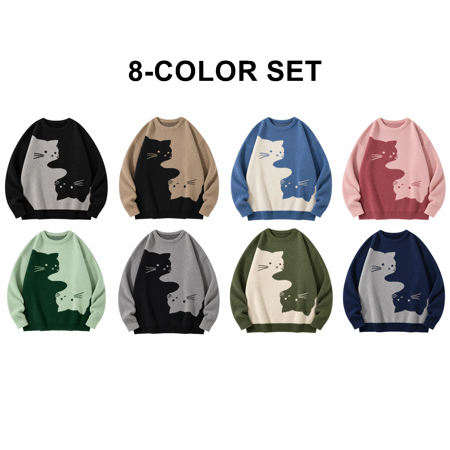 8-Color Set cartoon cat knit sweater option