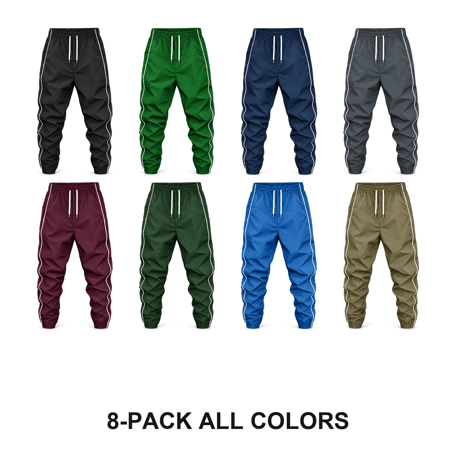8-Pack All Colors men's side-stripe jogger pants