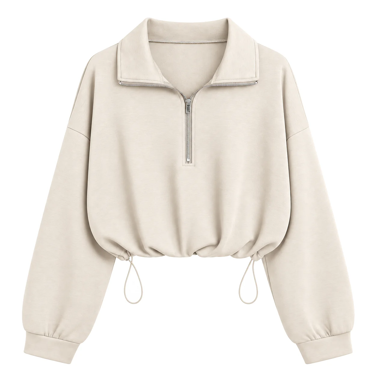 Apricot women's half-zip cropped sweatshirt option