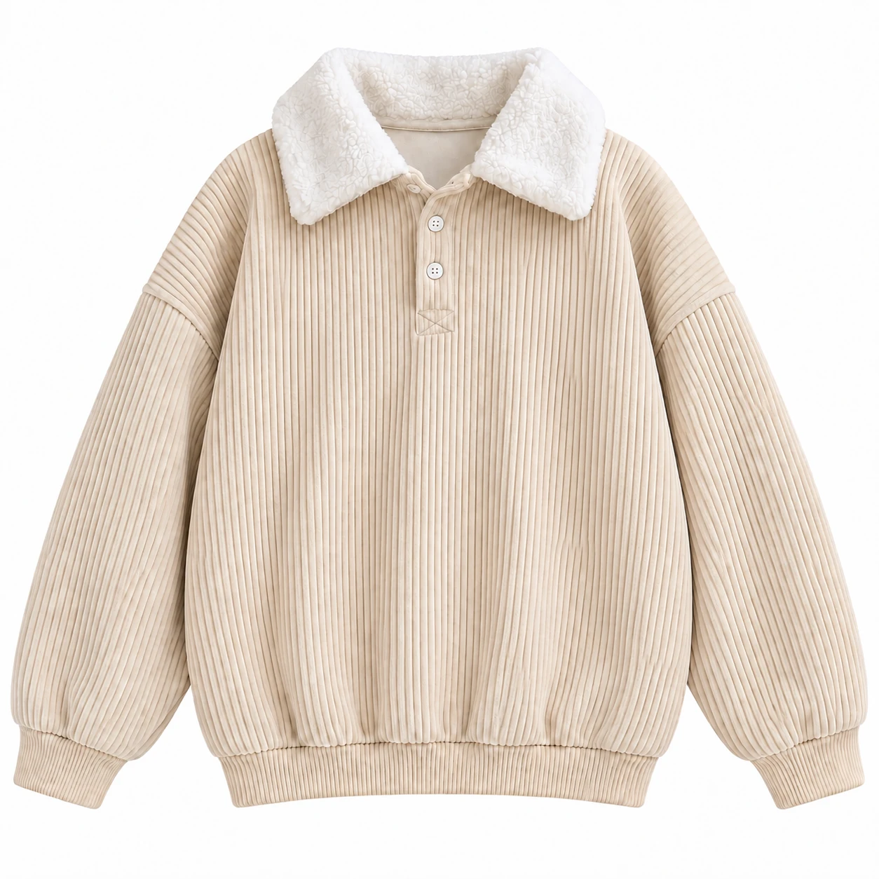 Apricot logo-free corduroy pullover