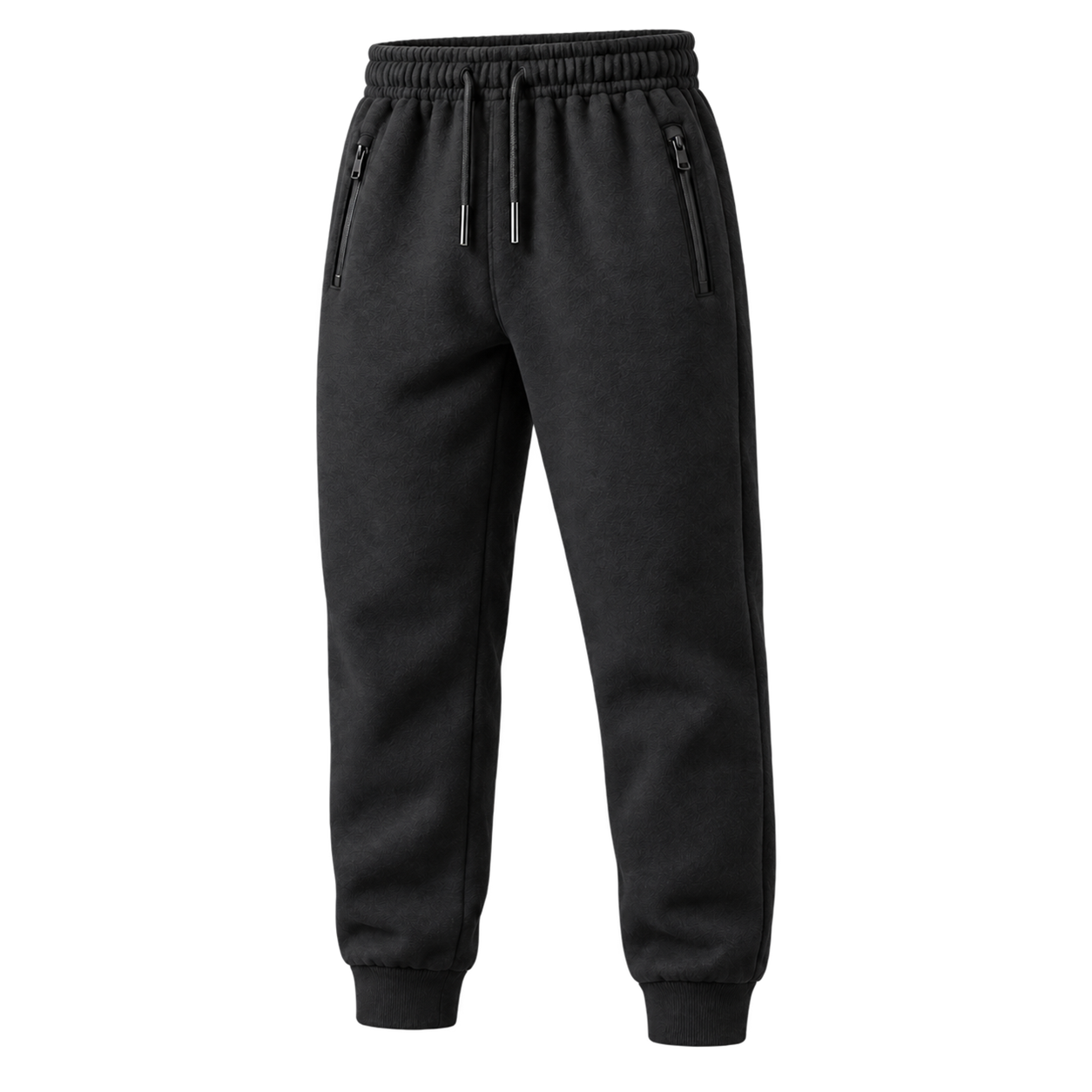 Black men's polar fleece jogger pants