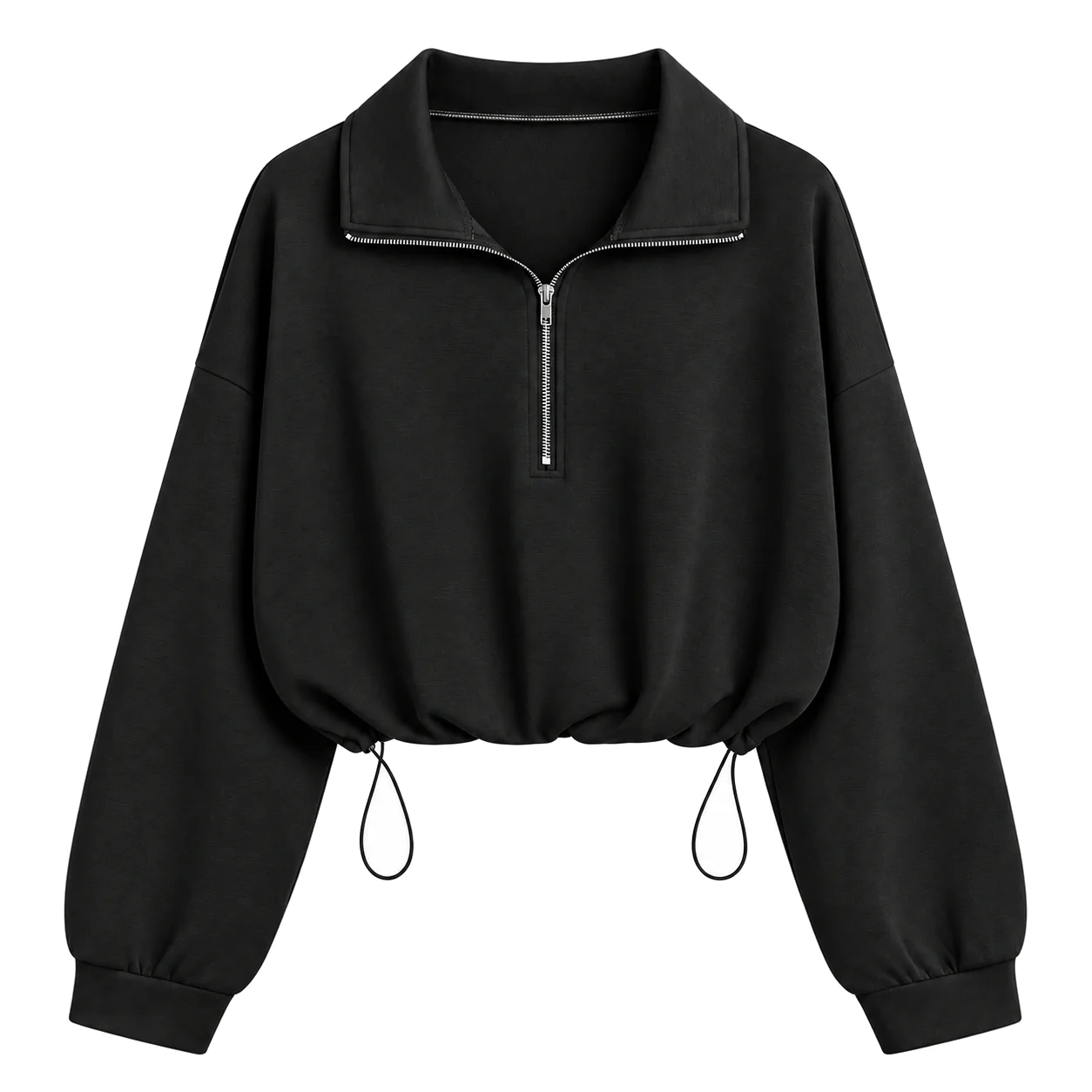 Black women's half-zip cropped sweatshirt option