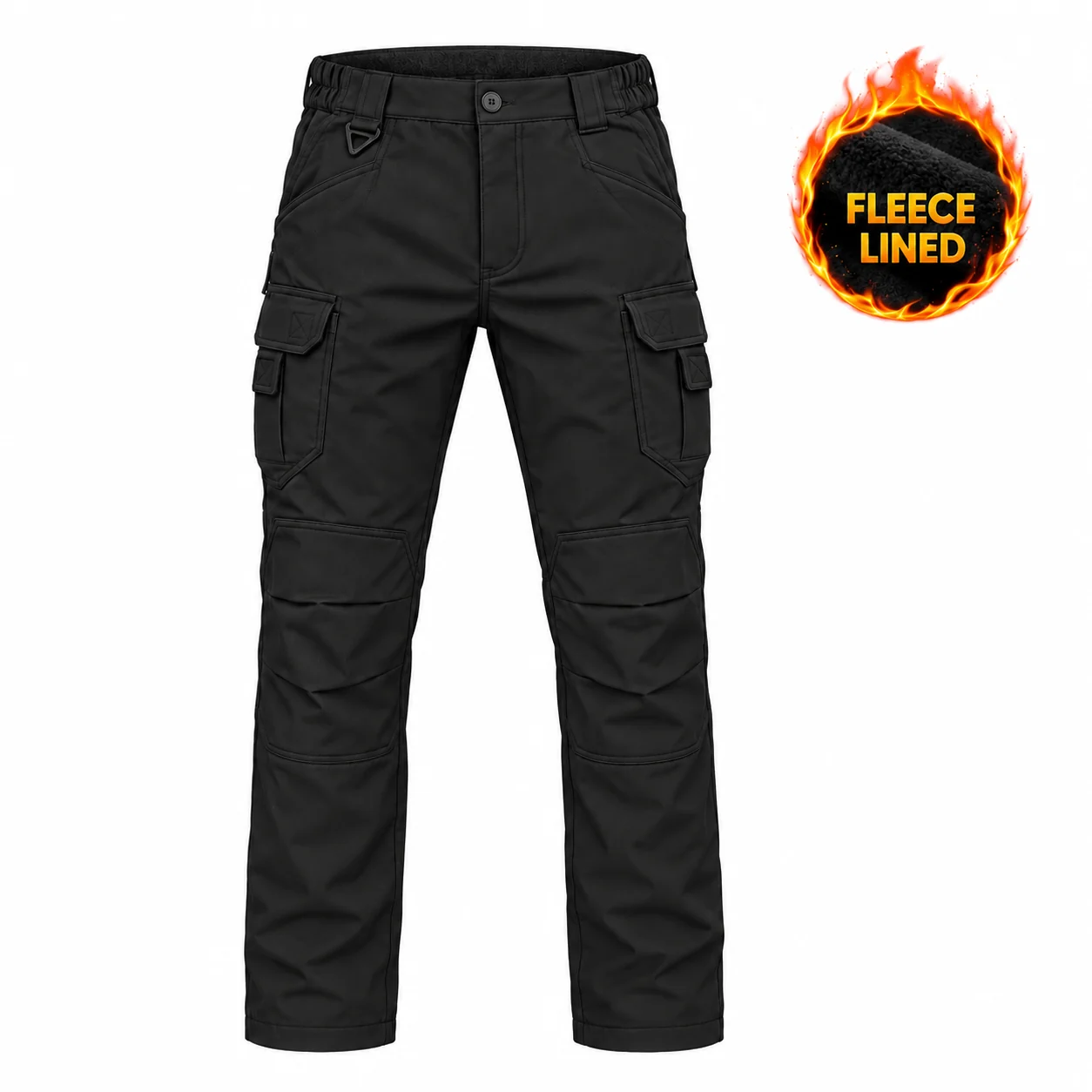 Black fleece-lined cargo pants