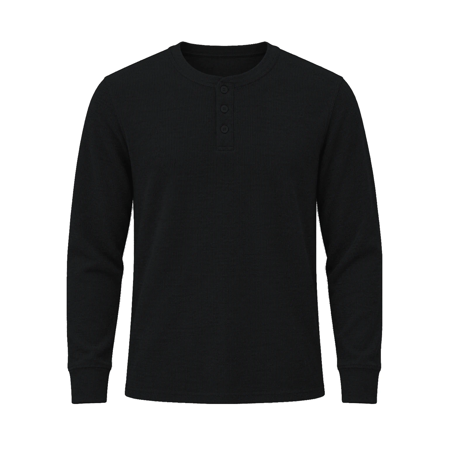 Black men's waffle Henley option