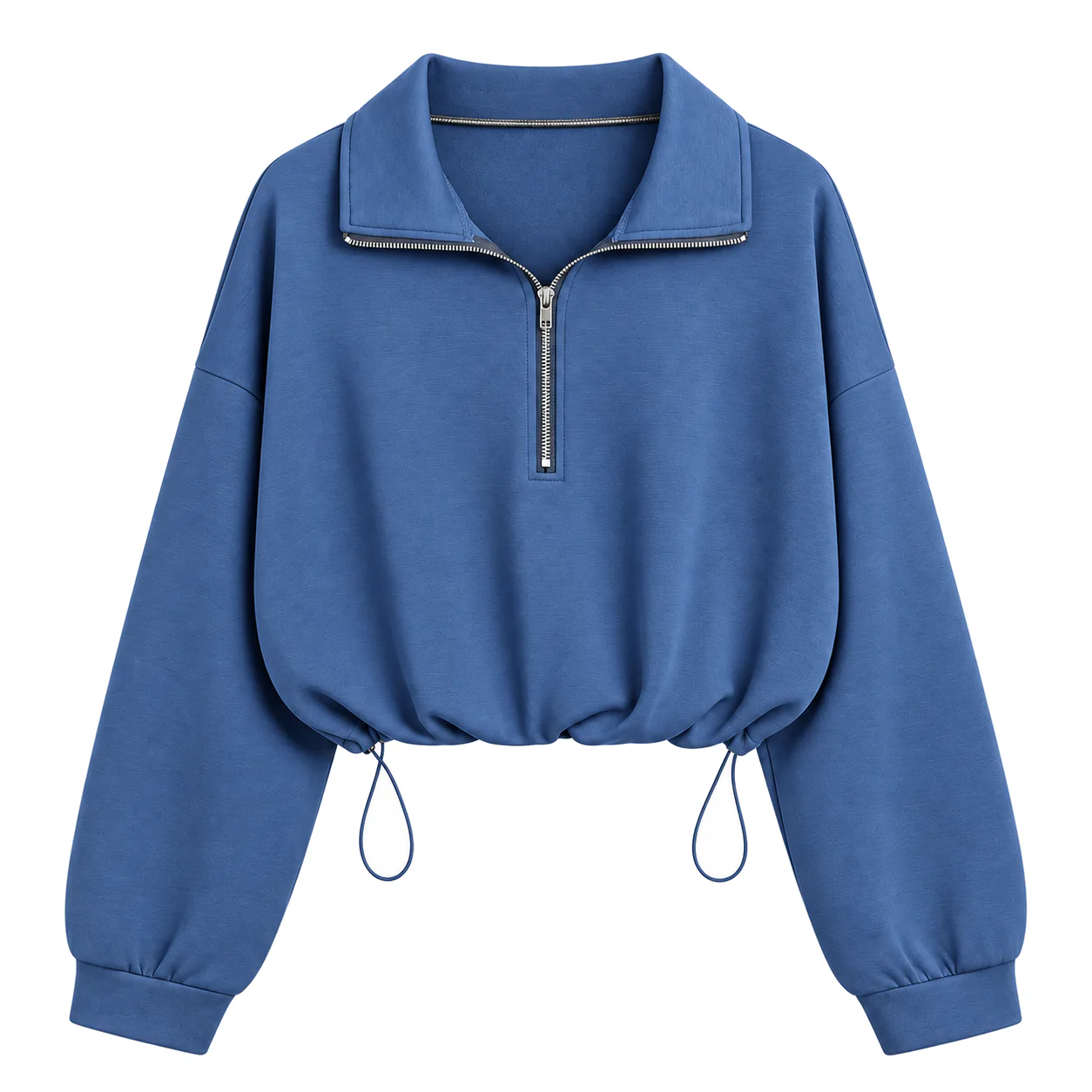 Blue women's half-zip cropped sweatshirt option