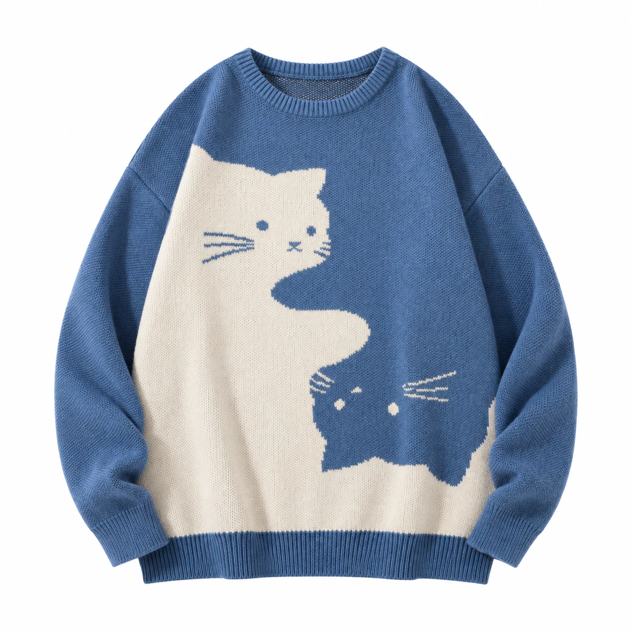 Blue cartoon cat knit sweater option