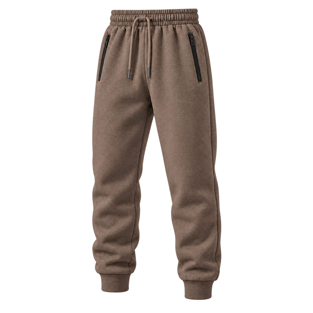 Brown men's polar fleece jogger pants