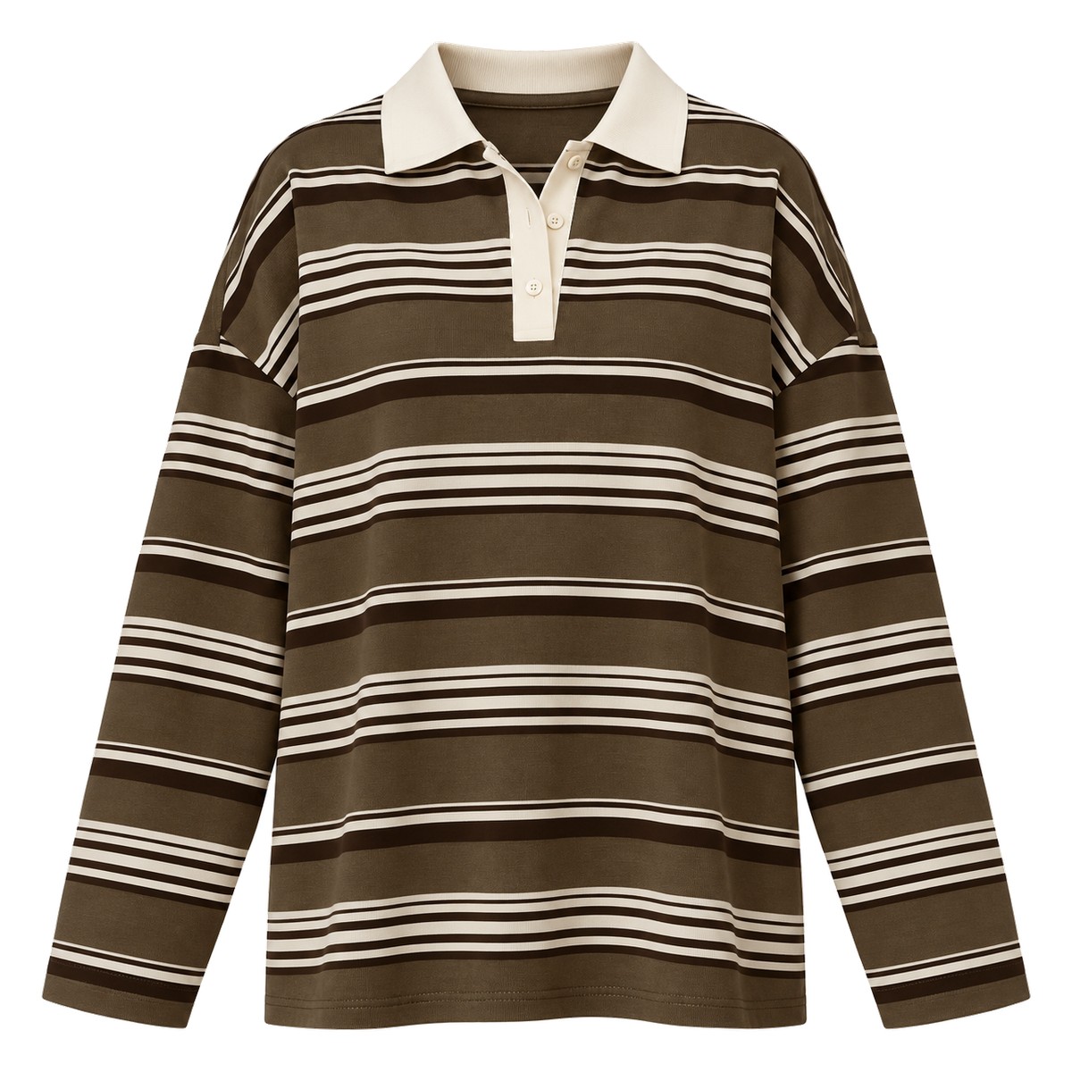 Brown striped collared top option