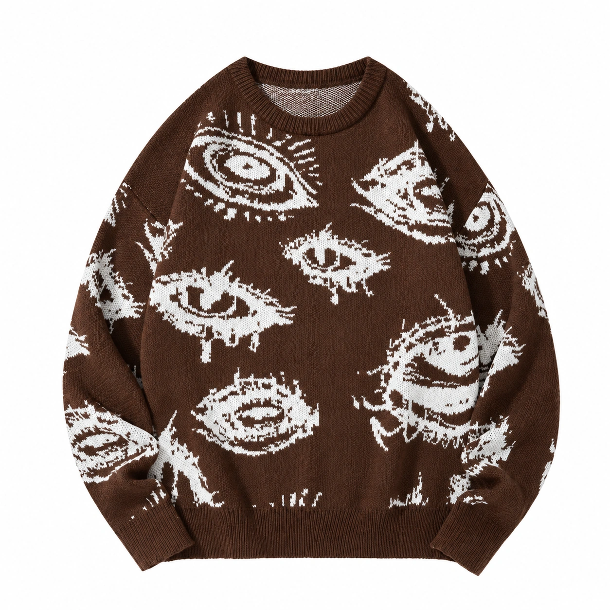 brown eye pattern knit pullover option