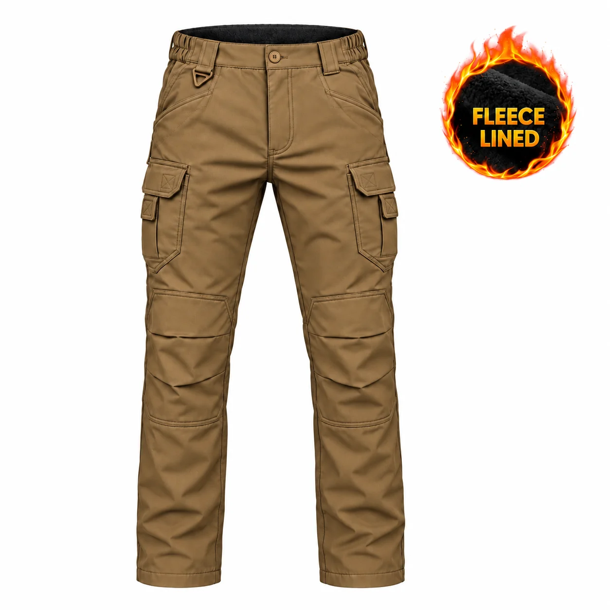 Brown fleece-lined cargo pants