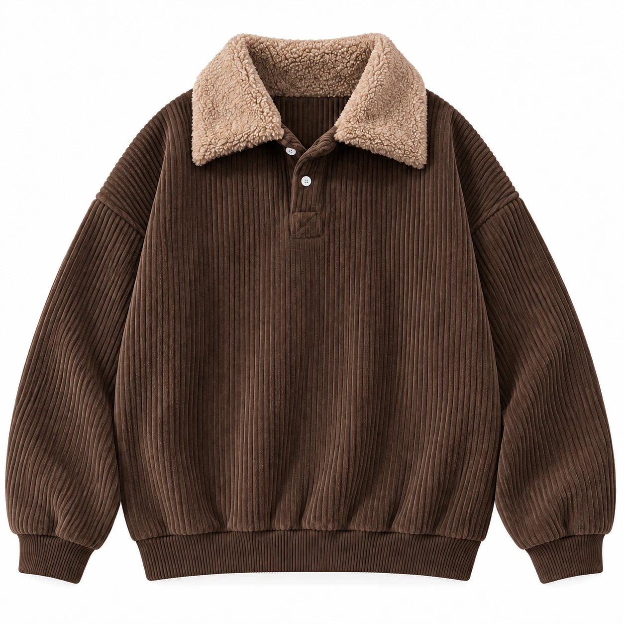 Brown logo-free corduroy pullover