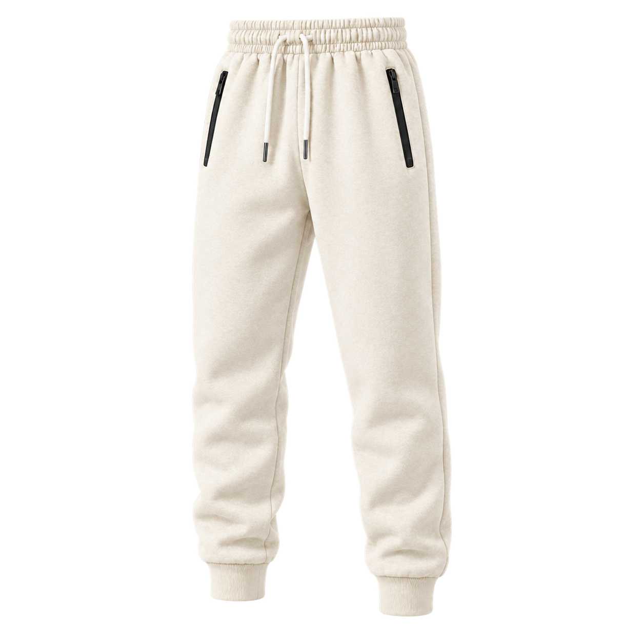 Cream men's polar fleece jogger pants