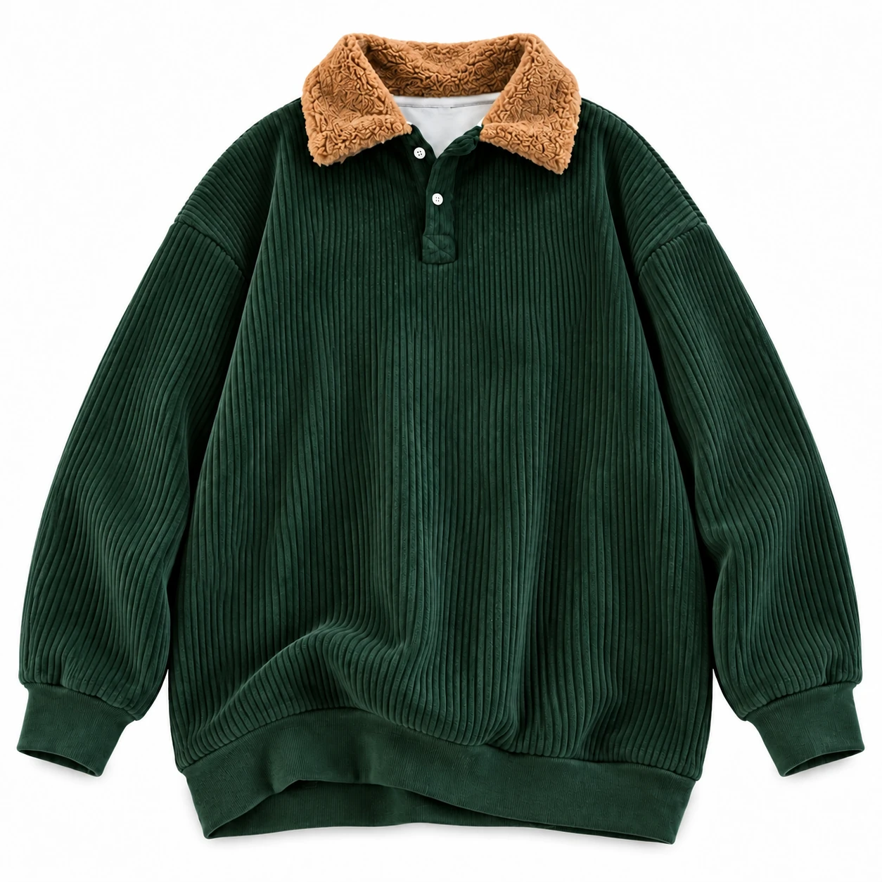 Dark Green logo-free corduroy pullover