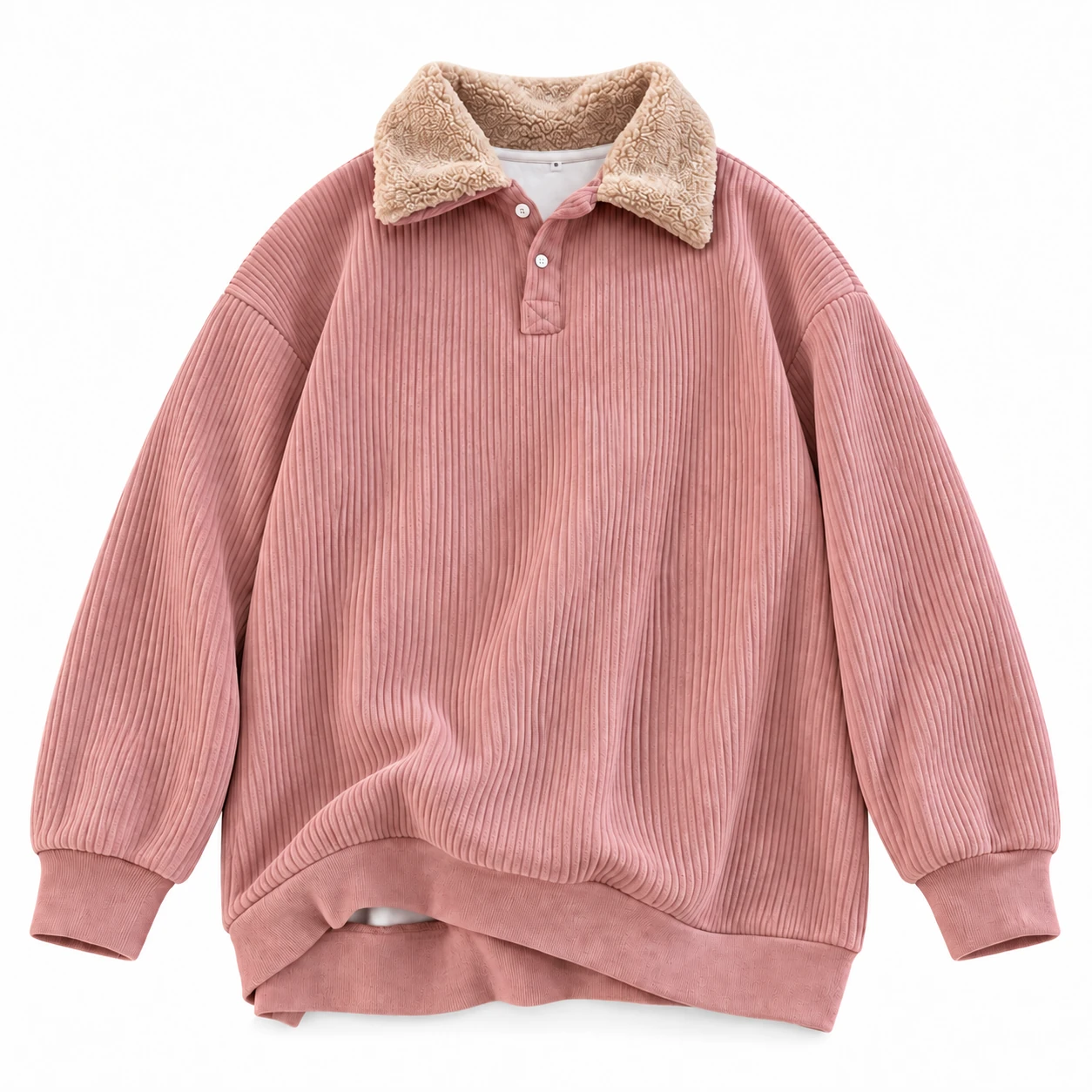 Dusty Pink logo-free corduroy pullover