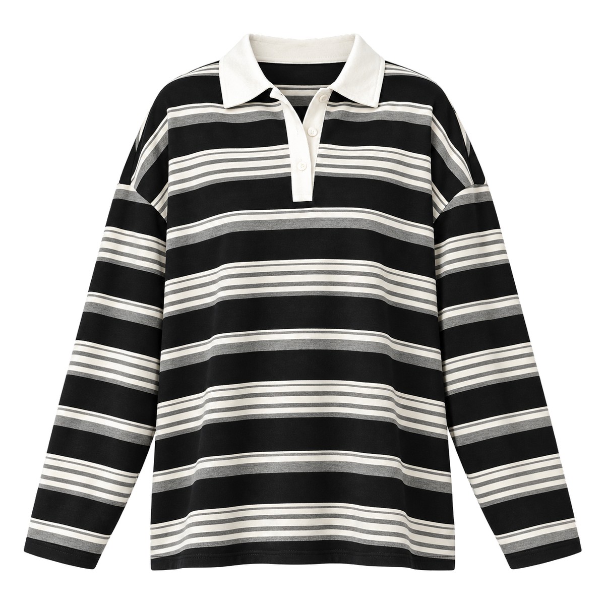 Gray striped collared top option