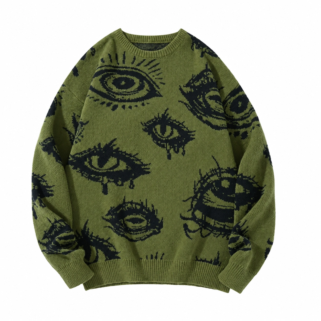 green eye pattern knit pullover option