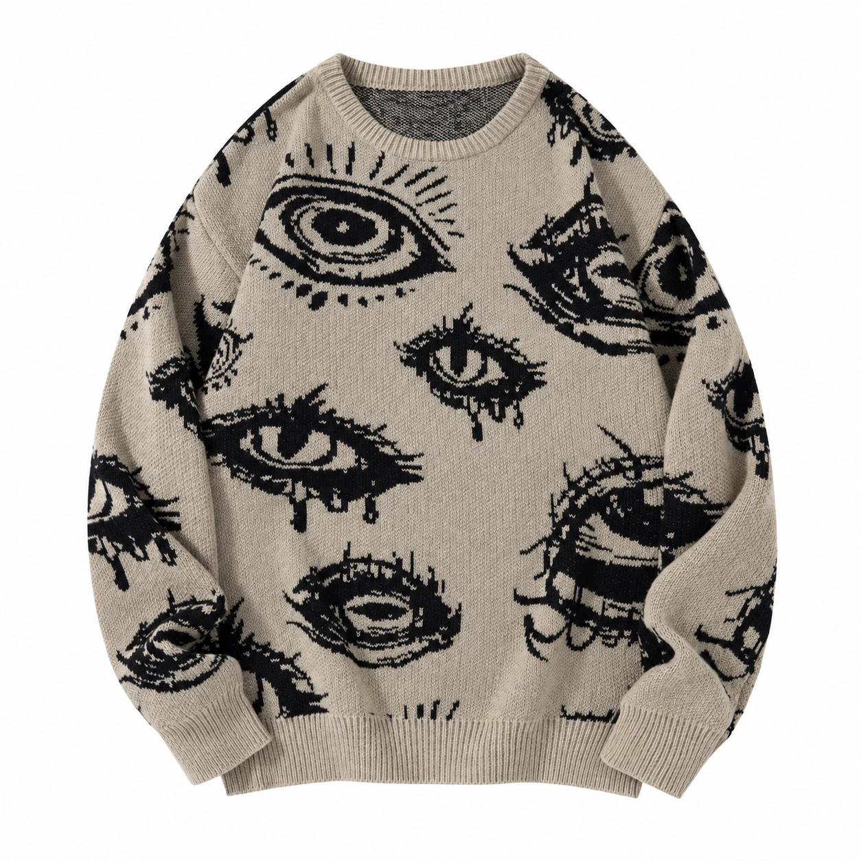 khaki eye pattern knit pullover option