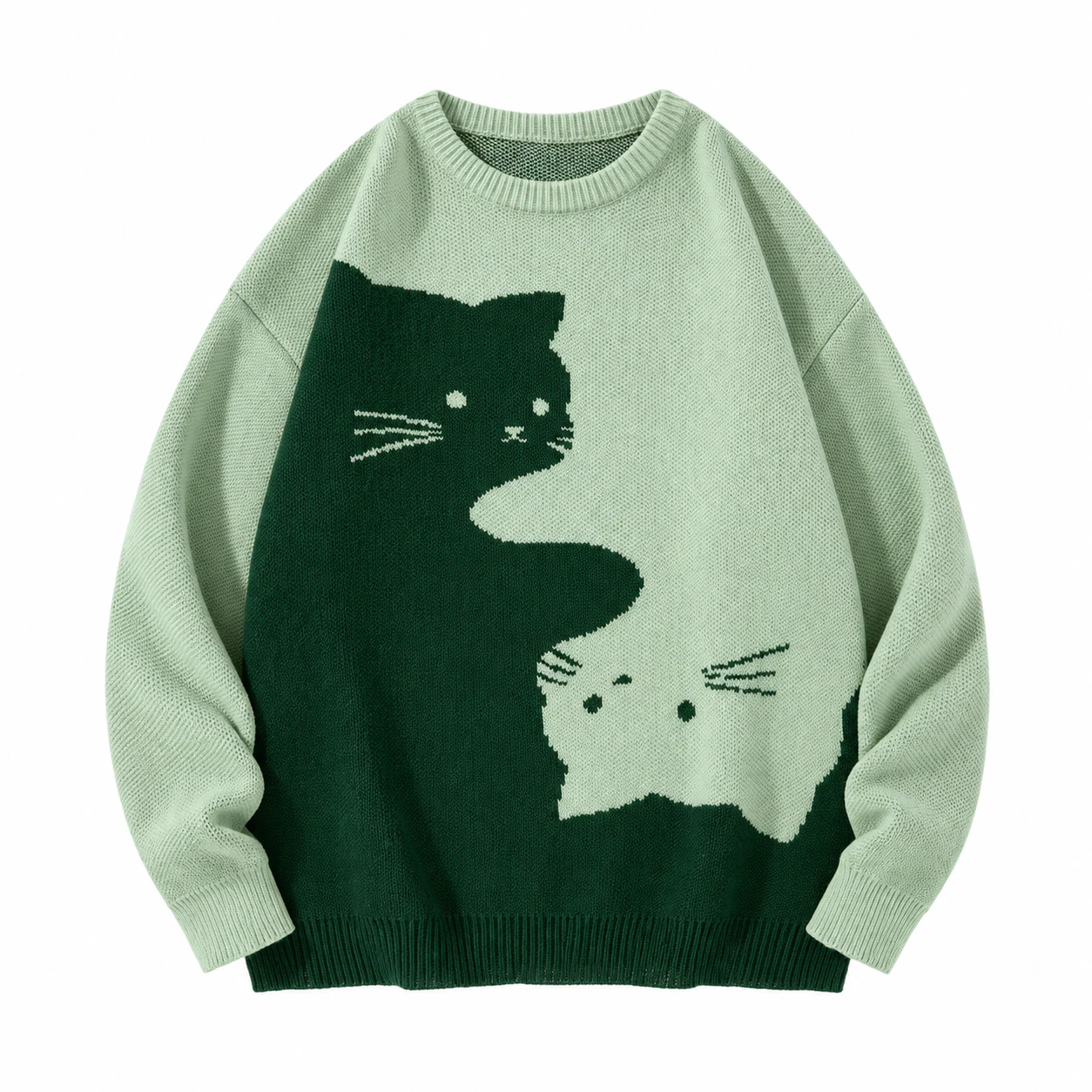 Light Green cartoon cat knit sweater option