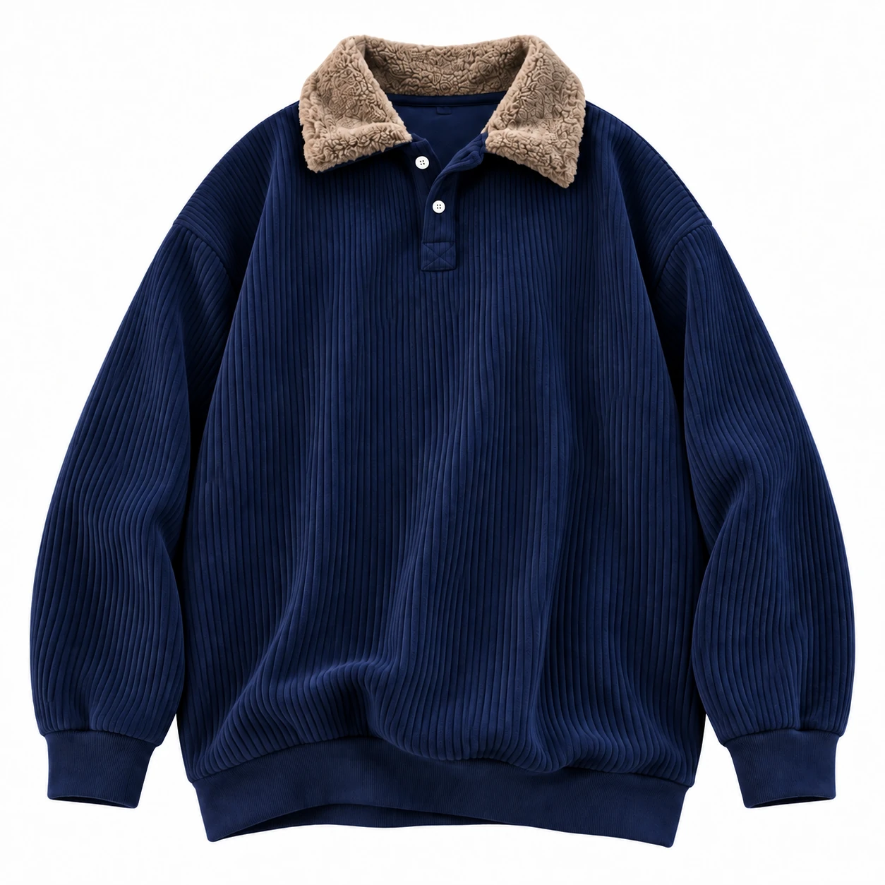 Navy Blue logo-free corduroy pullover