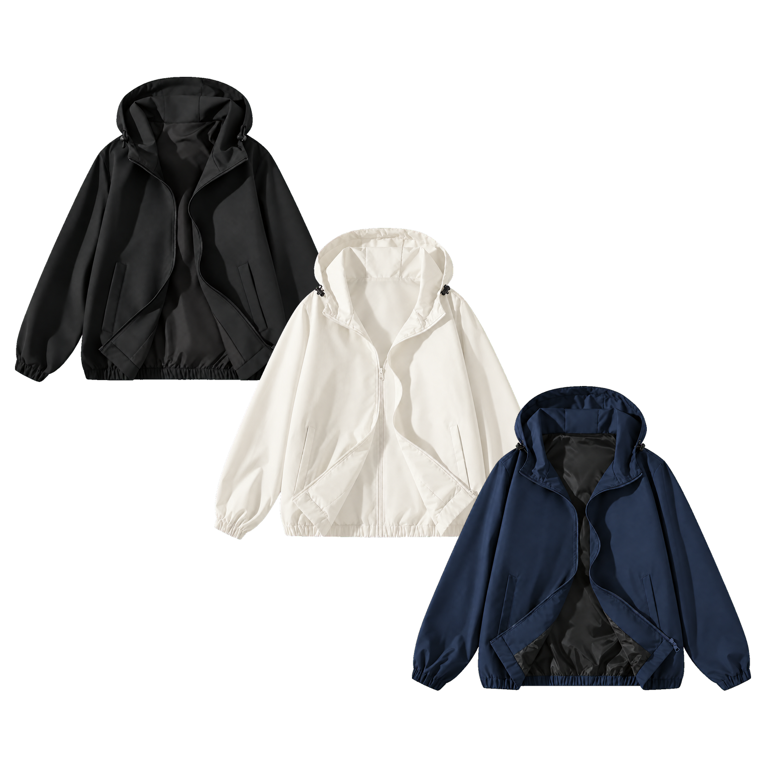 3-Pack Core Neutrals unisex hooded full-zip jacket