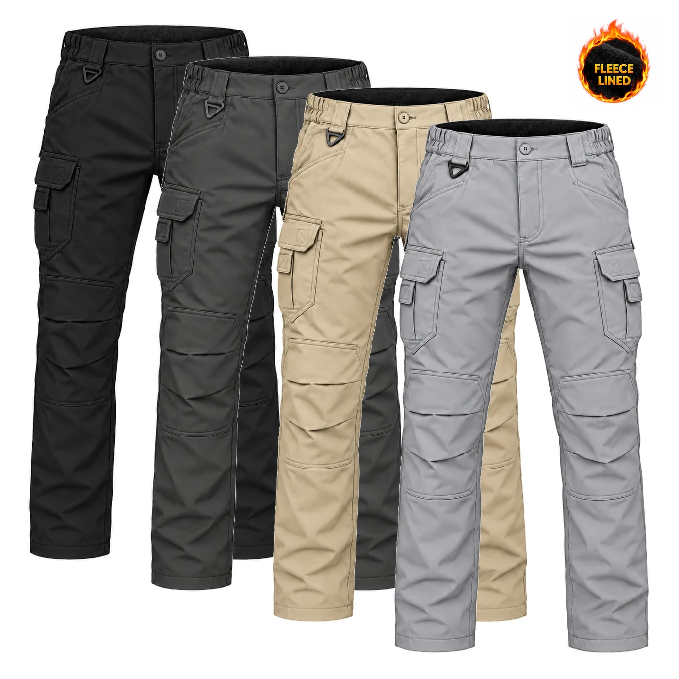 4-Pack Neutral Set fleece-lined cargo pants