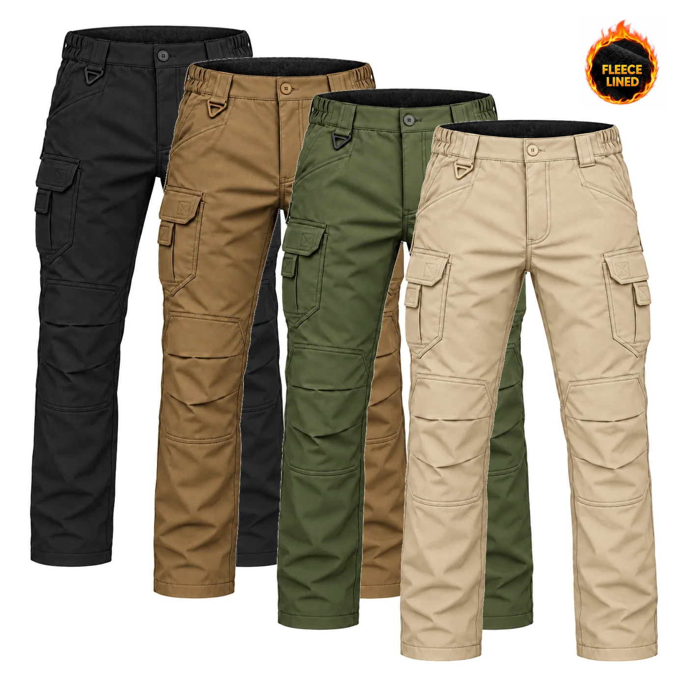 4-Pack Outdoor Set fleece-lined cargo pants