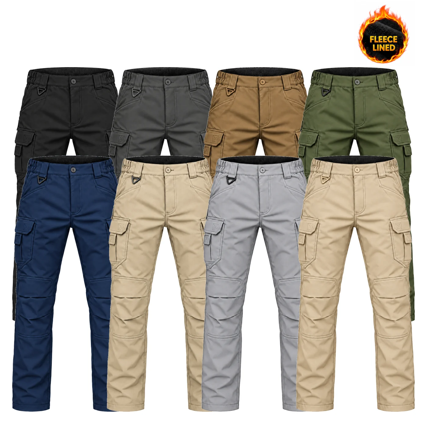 8-Color Set fleece-lined cargo pants
