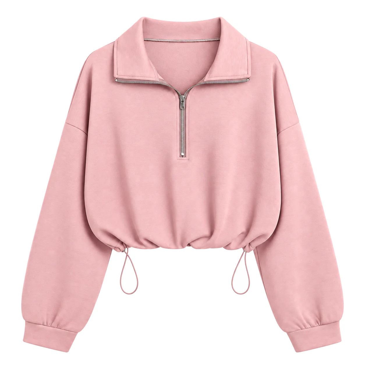Pink women's half-zip cropped sweatshirt option