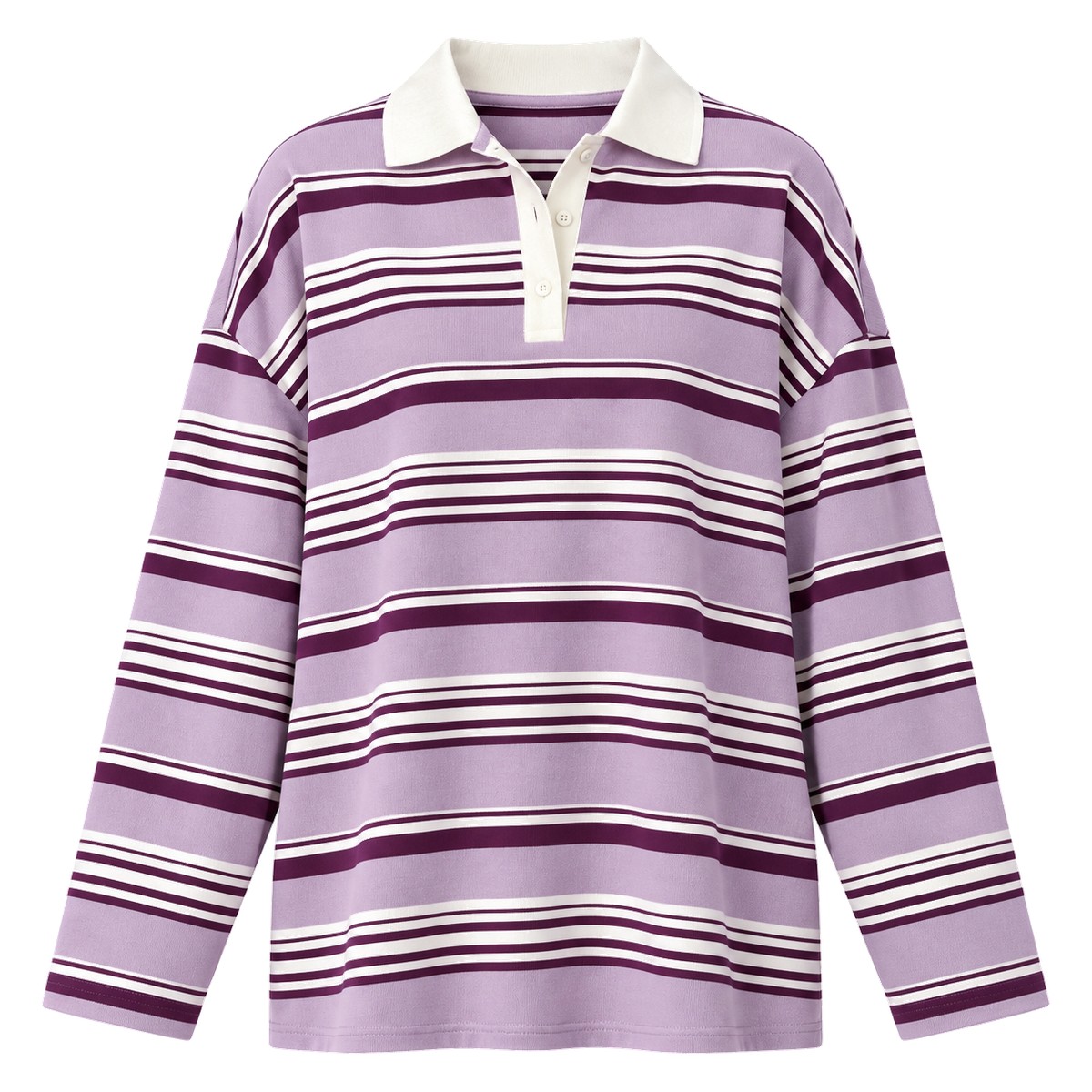 Purple striped collared top option