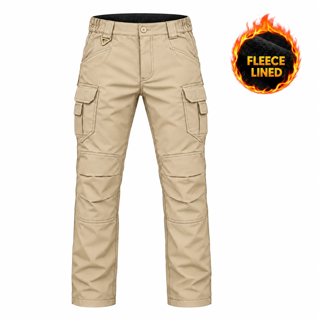 Sand fleece-lined cargo pants