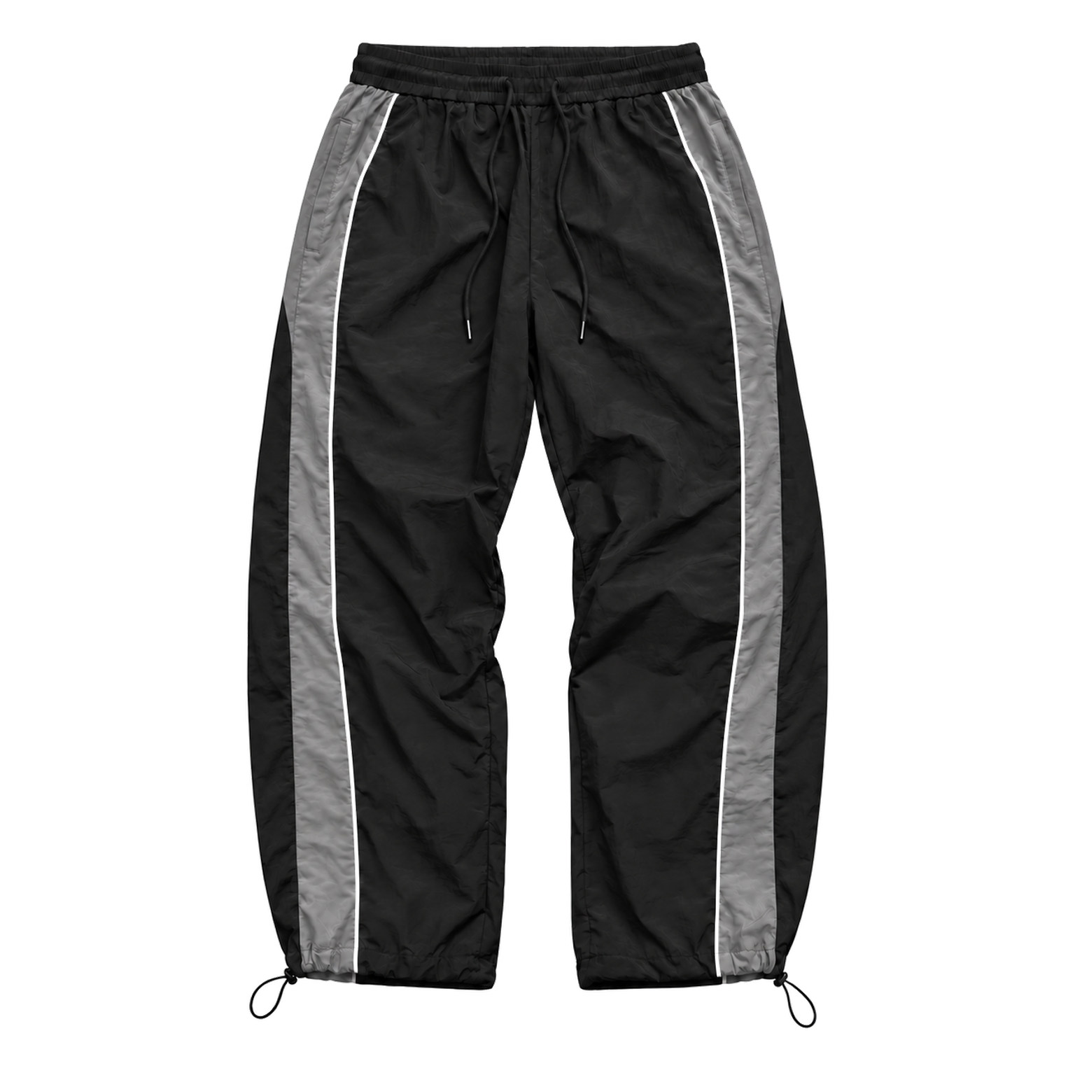 Black & Gray men's piped cinch-hem track pants