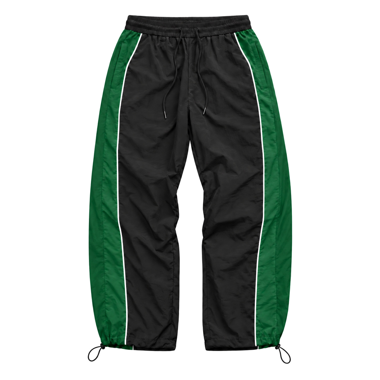 Black & Green men's piped cinch-hem track pants