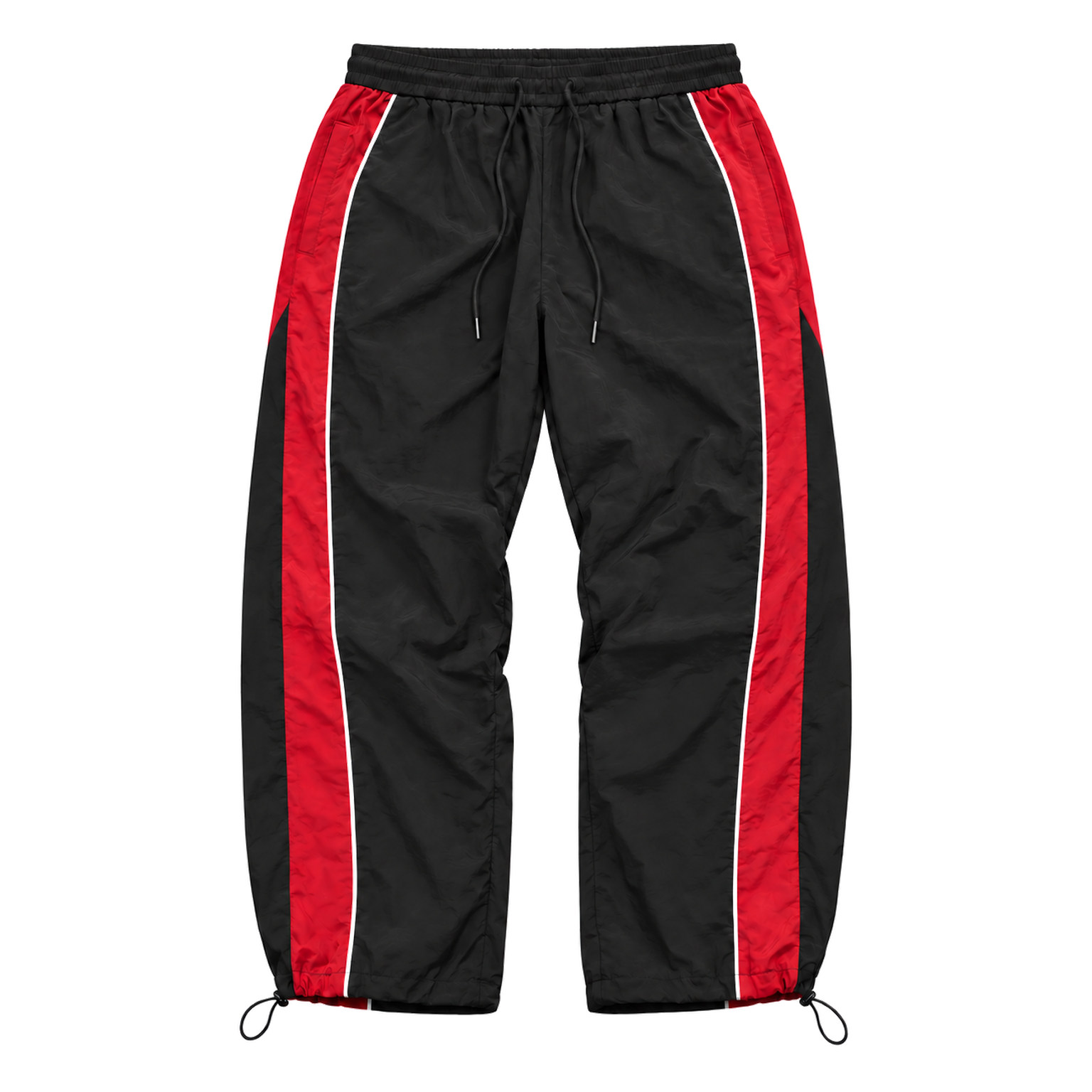 Black & Red men's piped cinch-hem track pants
