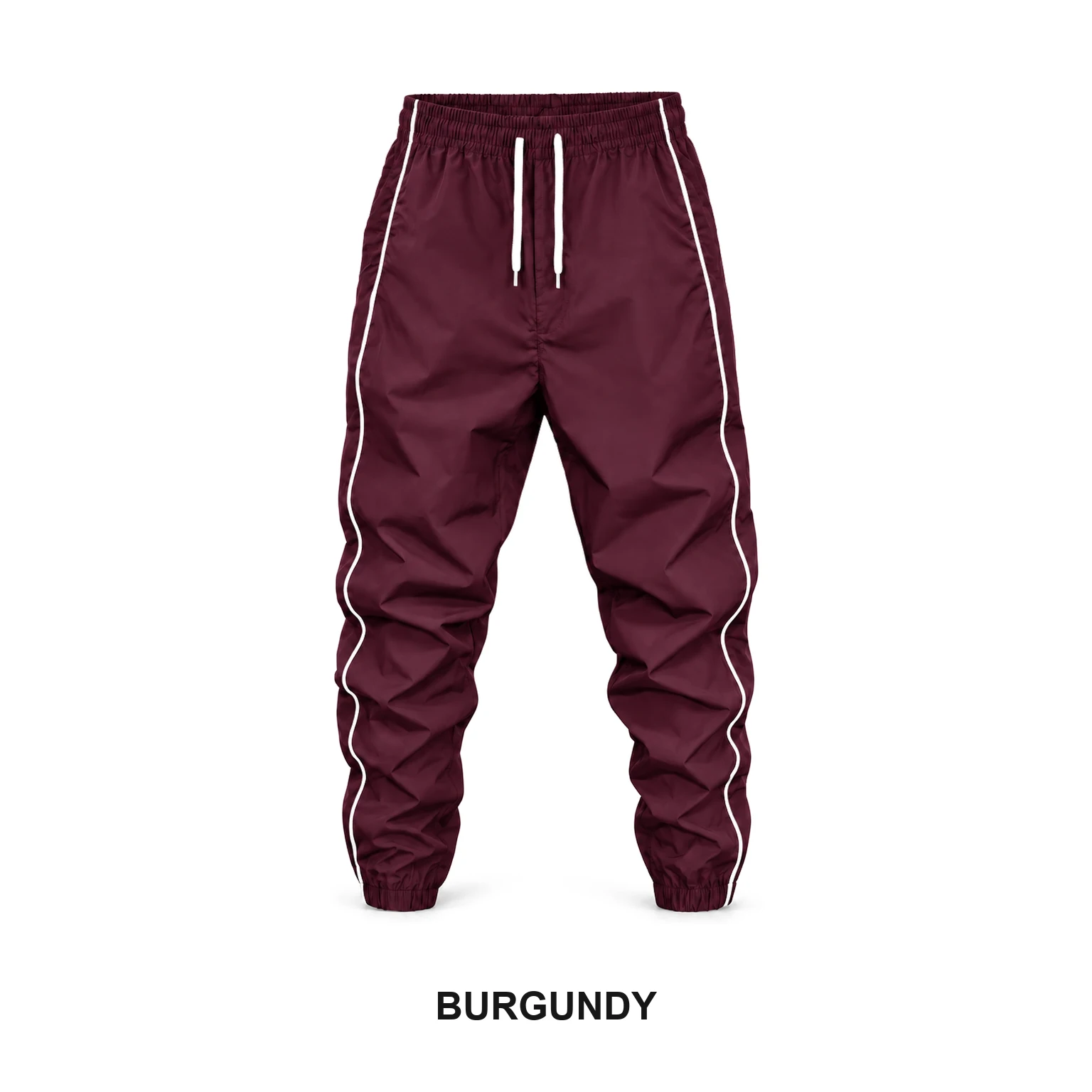 Burgundy men's side-stripe jogger pants