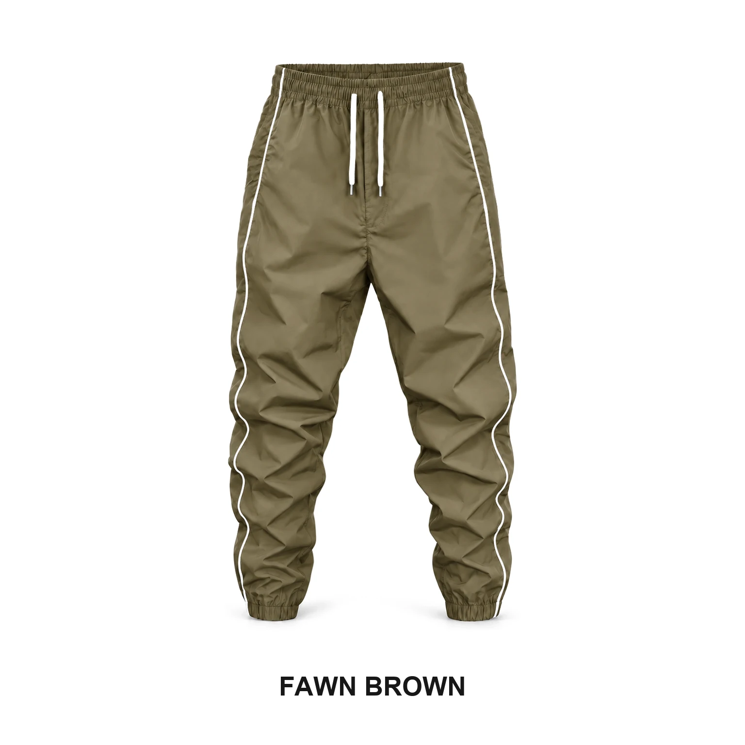 Fawn Brown men's side-stripe jogger pants