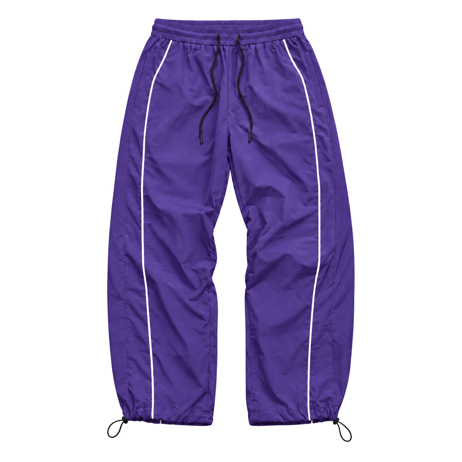 Purple men's piped cinch-hem track pants