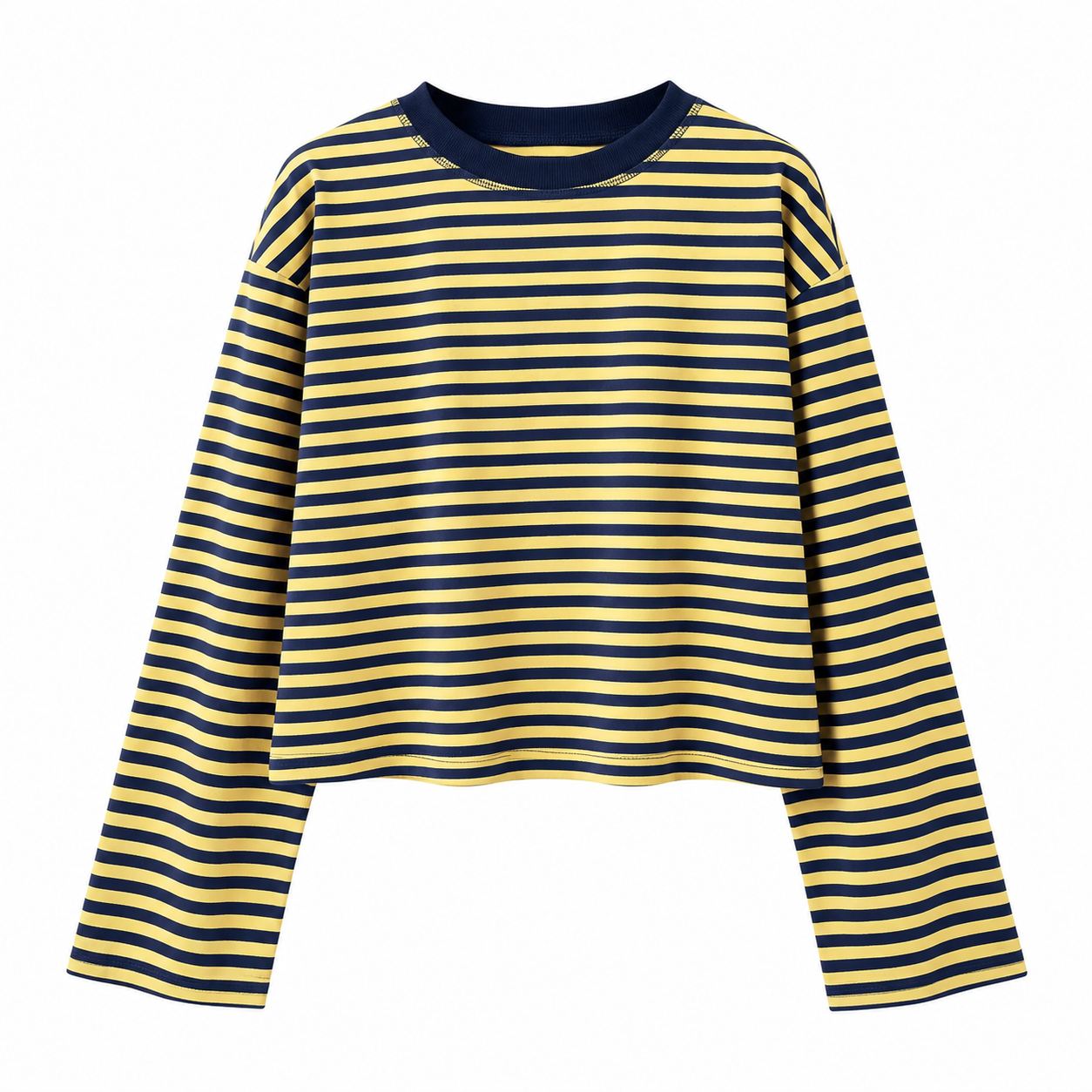 Yellow and Navy striped knit top