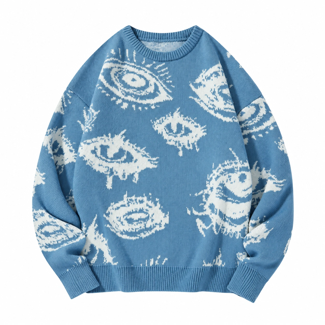 sky blue eye pattern knit pullover option