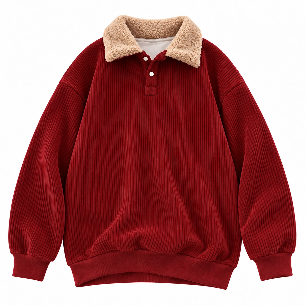 Wine Red logo-free corduroy pullover