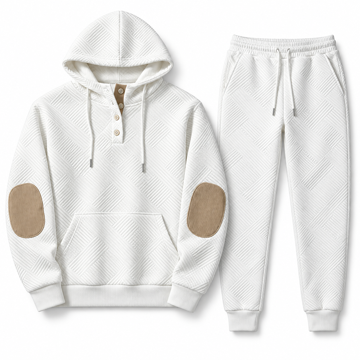 White textured hoodie and jogger set