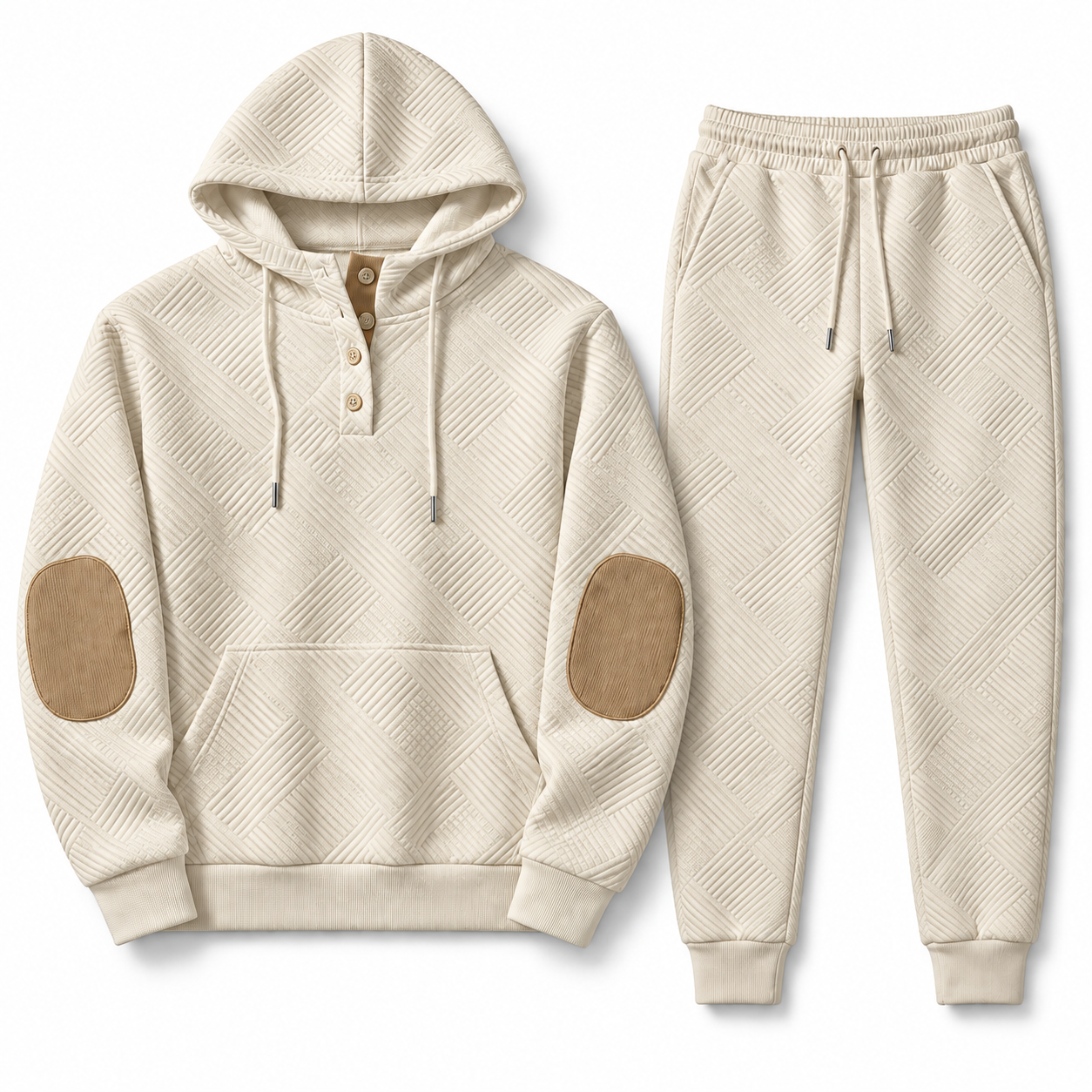 Khaki textured hoodie and jogger set