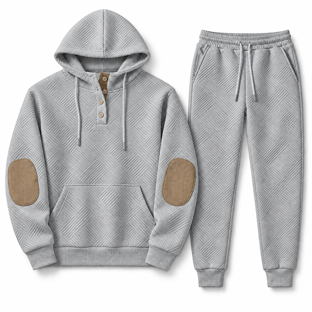 Gray textured hoodie and jogger set