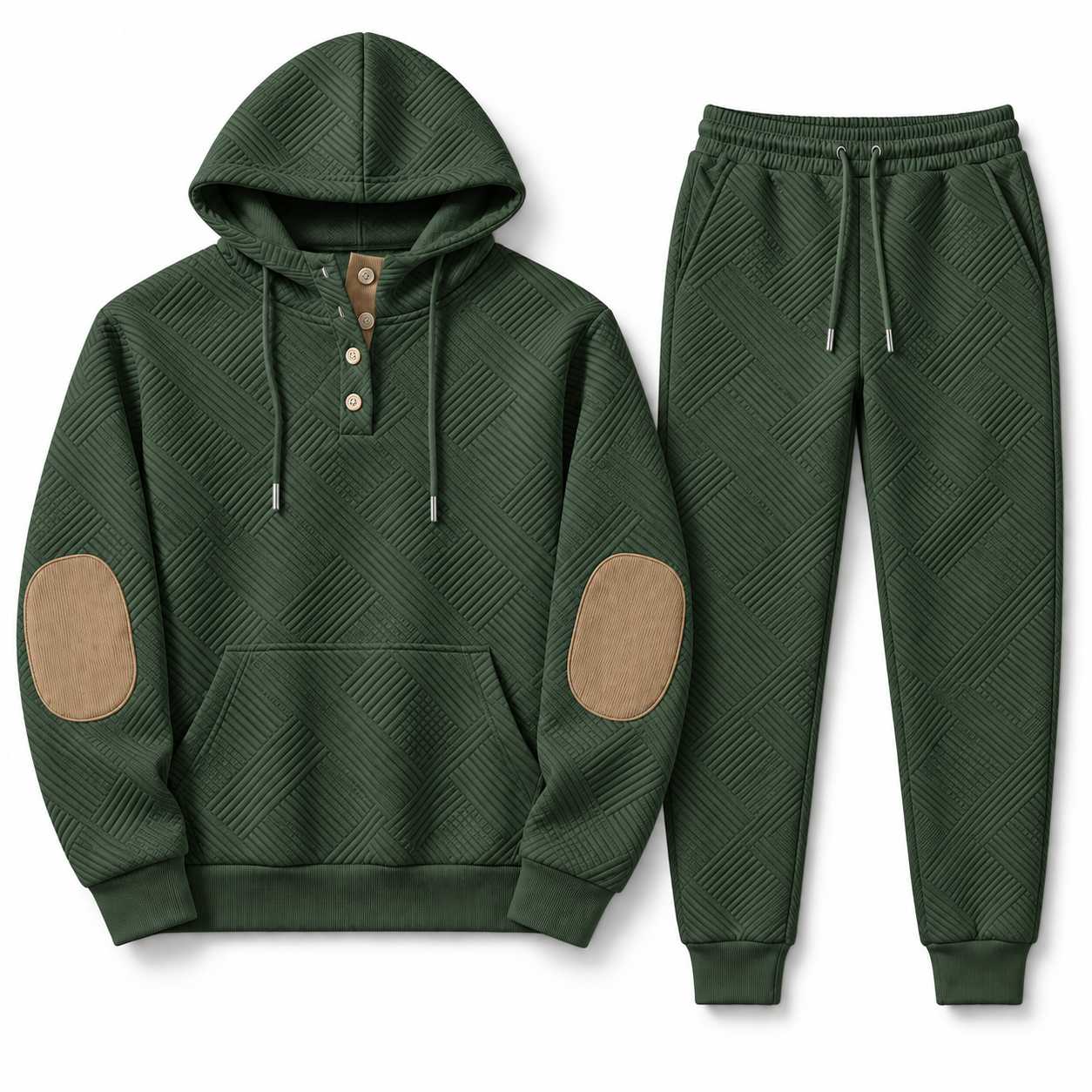 Army Green textured hoodie and jogger set
