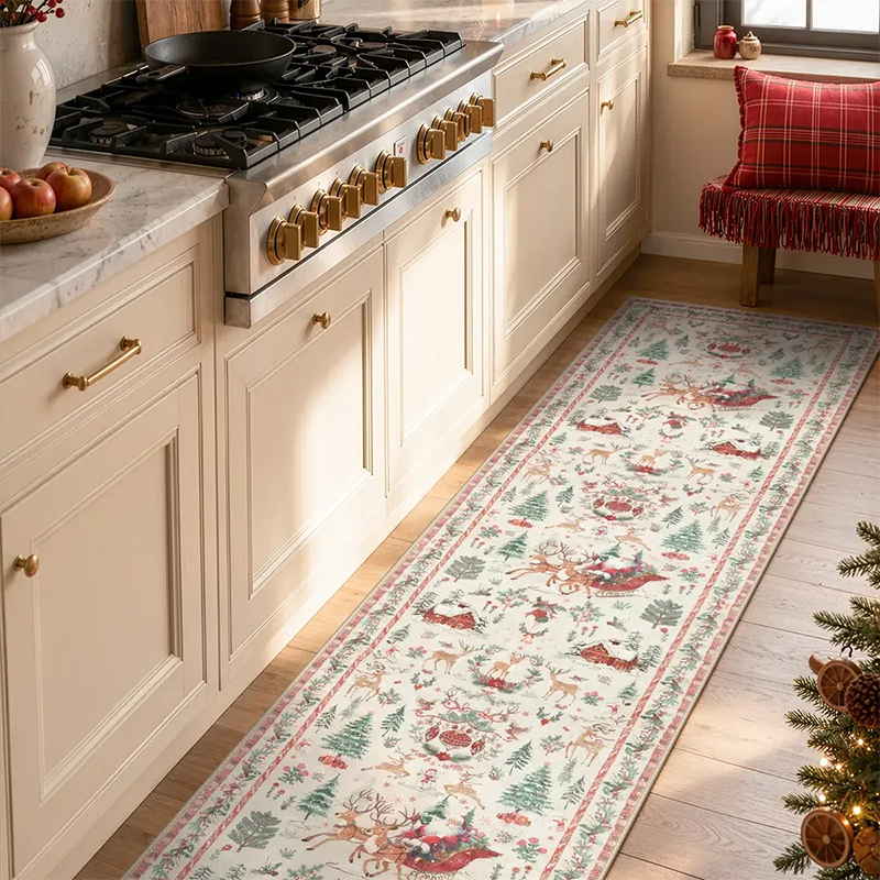 🎄 Christmas Early Bird - 50% Off | Vintage Washable Reindeer Runner Rug 🦌