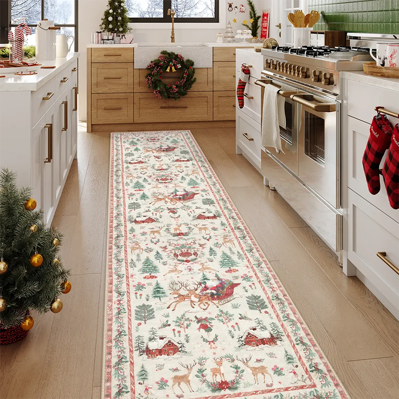 🎄 Christmas Early Bird - 50% Off | Vintage Washable Reindeer Runner Rug 🦌