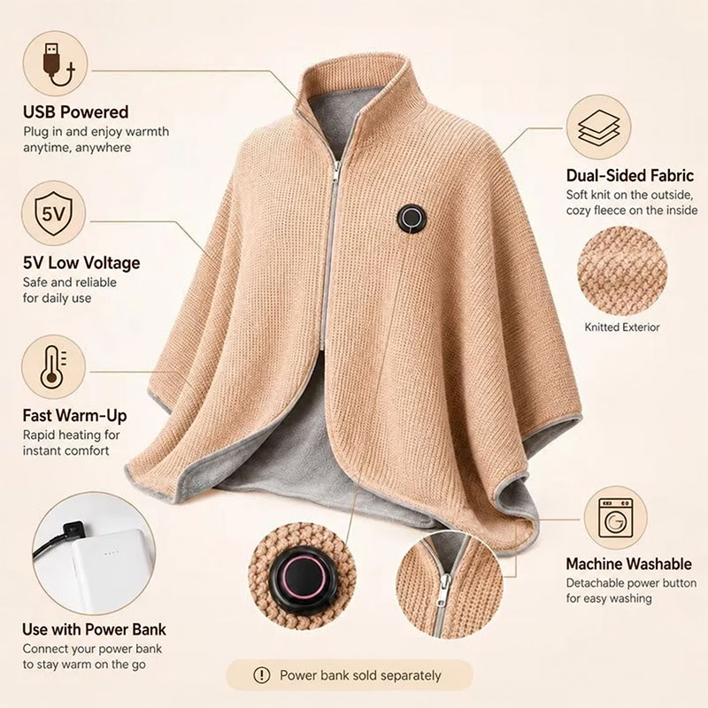 Last Day 55% Off - 🧣 Wearable Heated Blanket ShawlI | Portable USB-Powered Warmth ♨️