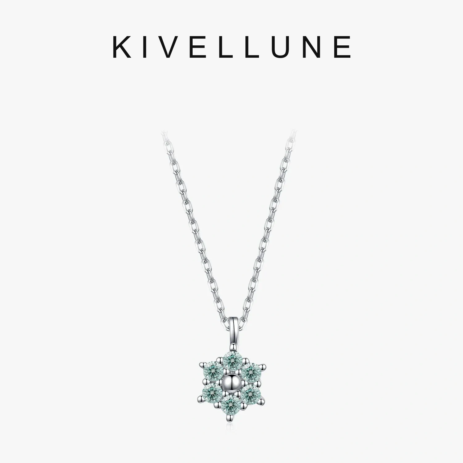 KIVELLUNE Celeste Green Snowflake Moissanite Necklace KIVELLUNE cover image