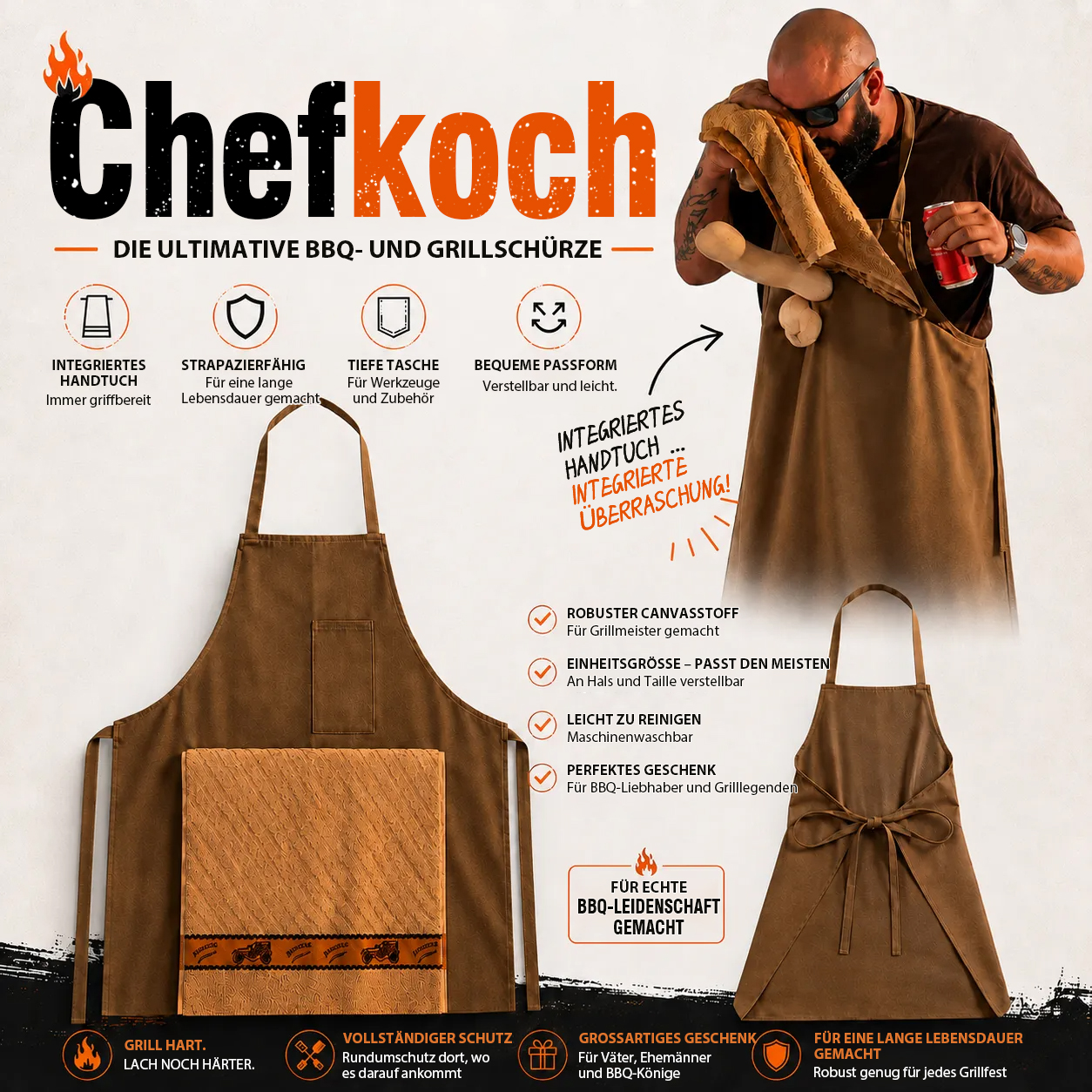 🔥 Grillsaison-Angebot – 55 % Rabatt | Lustige Chefkoch-Grillschürze