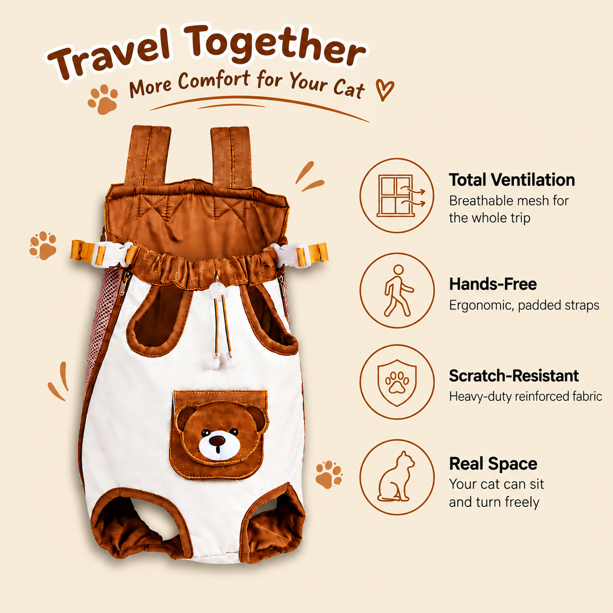 🐱 50% OFF – Hands-Free Breathable Cat Carrier Backpack 🎒
